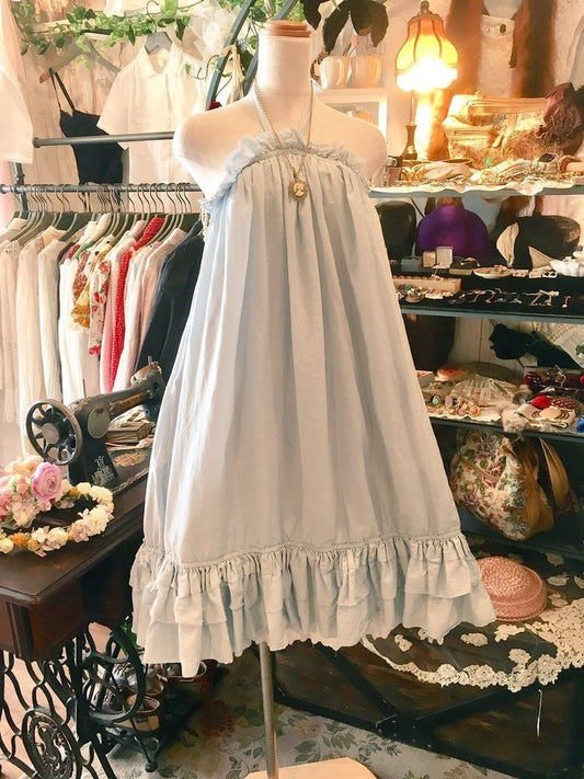 amakanas--Light Blue Suspender Short Chiffon Homecoming Dress Travel Holiday Dress gh5685