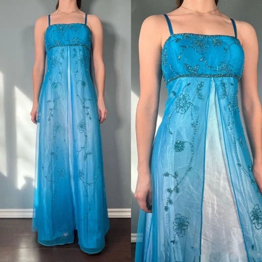 amakanas-Fairy Dress, Blue And Delicately Beaded gh6119