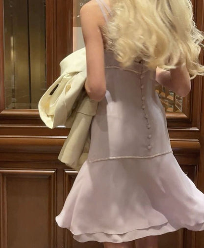 amakanas-Pink elegant ruffled new short chiffon homecoming dress gh5257