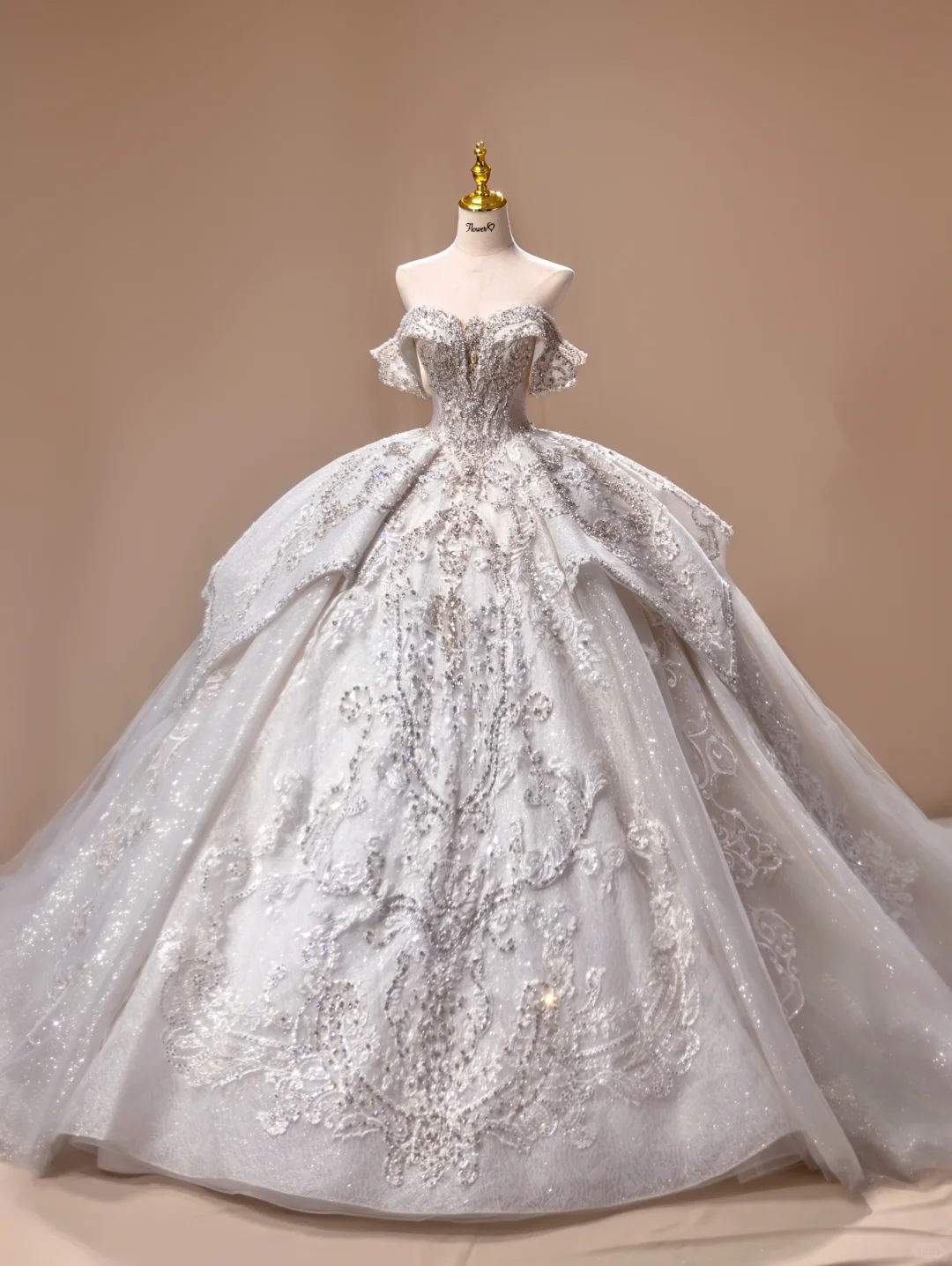 Princess Wedding Dress Ball Gown Off The Shoulder Sequin Short Sleeves Wedding Dresses Bridal Gowns DH2787