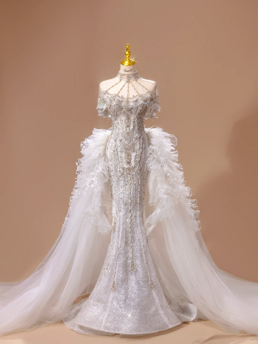 Princess Wedding Dress Mermaid Strapless Sequin Short Sleeves Wedding Dresses Bridal Gowns DH2789