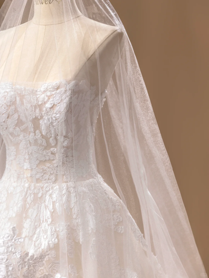 Princess Wedding Dress Ball Gown Strapless Lace White Long Wedding Dresses Bridal Gowns DH2793