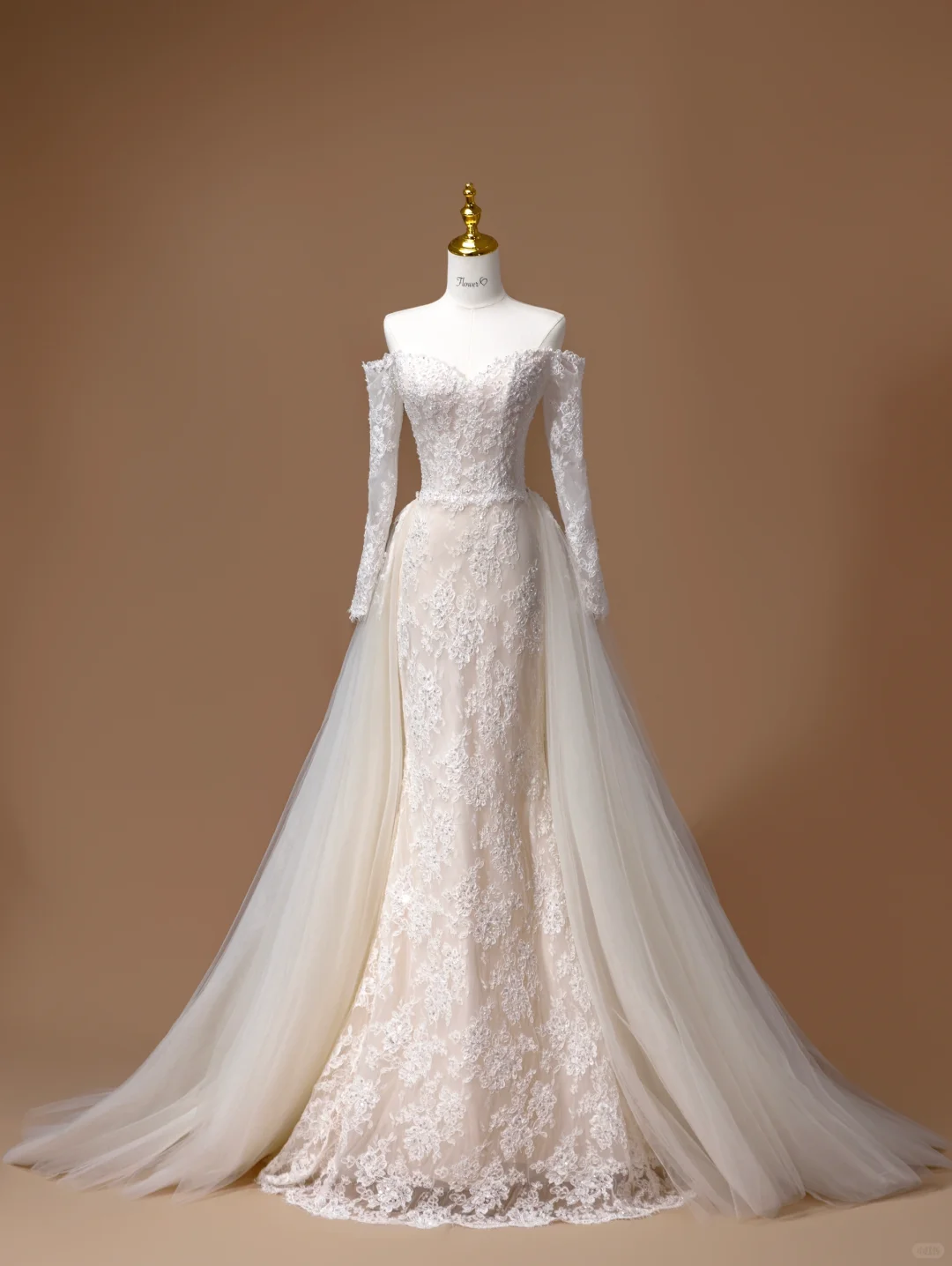 Dreamy Wedding Dress Mermaid Off The Shoulder Lace Long Sleeves White Long Wedding Dresses Bridal Gowns DH2795