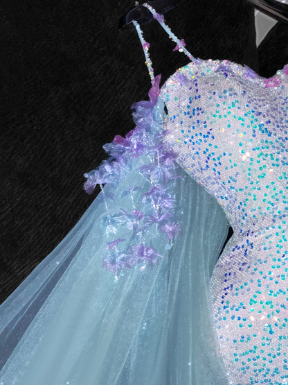 Vintage Shiny Sequined Sweetheart Spaghetti Strap Design Mermaid Prom Dress Evening Dress TP4223