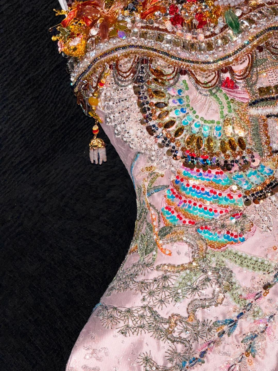 Sparkling Pink Beaded Sequined Design Elegant Mermaid Prom Dress Evening Dress TP4213