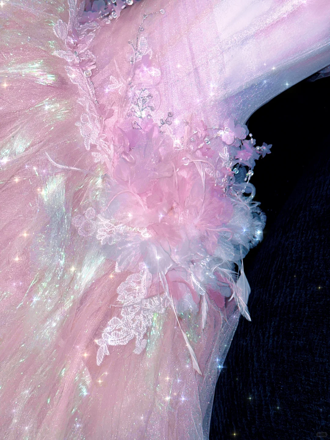 Sparkling Elegant Pink A-Line Tiered Prom Dress Evening Dress Ball Gown TP4211