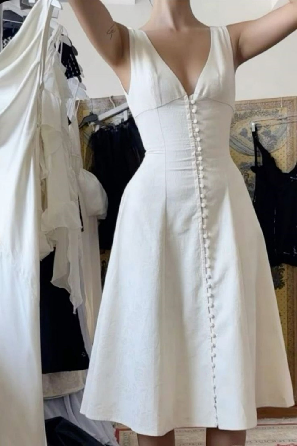 amakanas--White elegant short satin homecoming dress for women girls gh5715