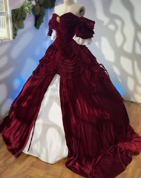 amakanas-Burgundy floor-length ball gown gh6154