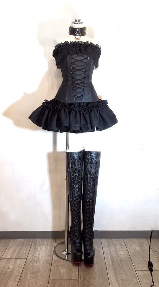 amakanas-Black short satin party dress gh6188