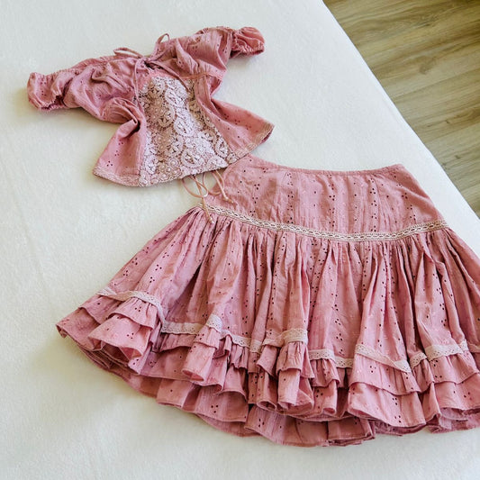 amakanas-Pink Beautiful Exquisite Lace Two-Piece Suit gh5987