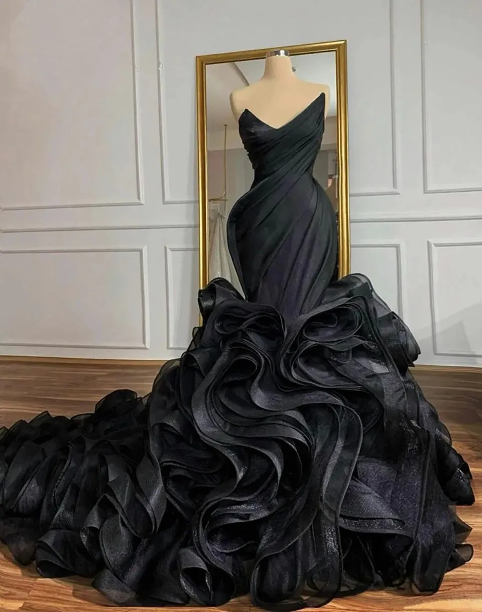 Ruffle rose mermaid wedding dress, bridal gown     fg2575