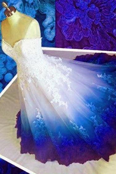 Colorful Ombré Wedding Dress Ball Gown   fg2685