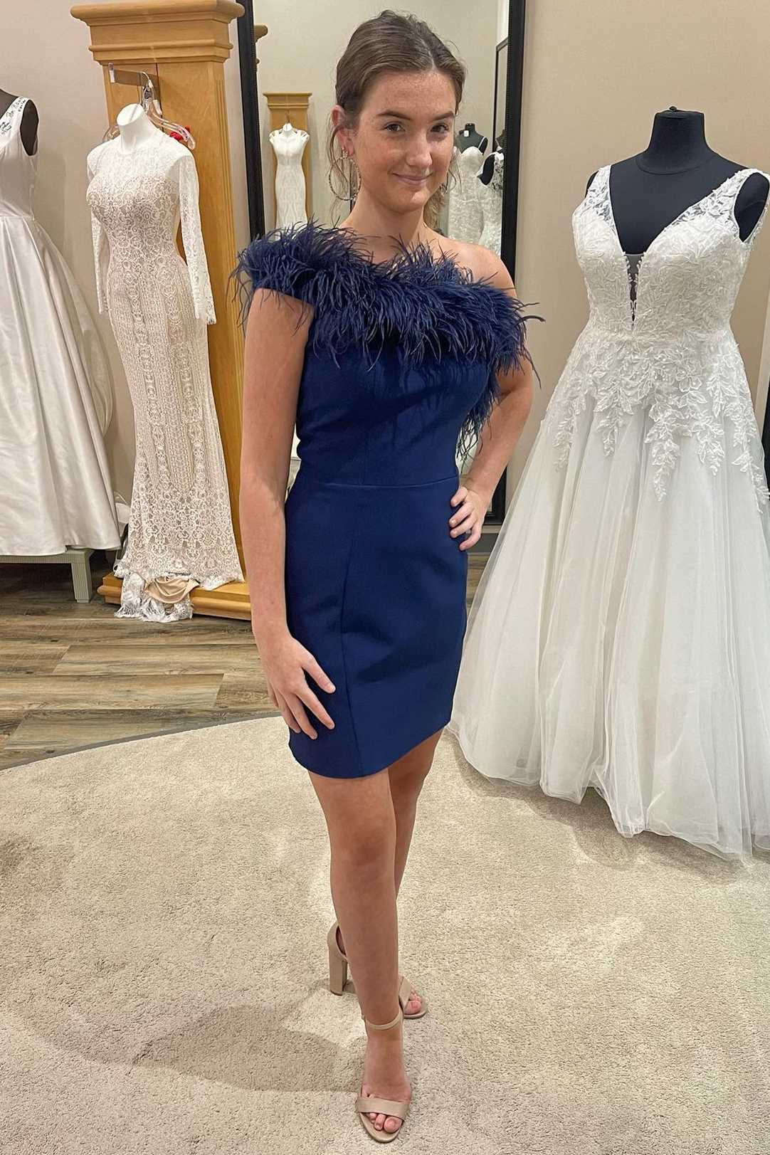 Black One Shoulder Bodycon Cocktail Dress Mini Prom Dresses