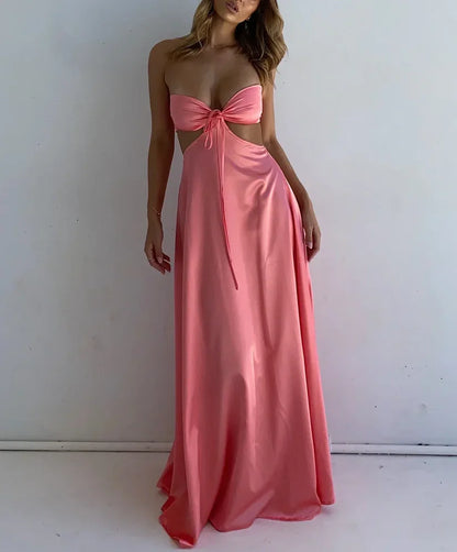 Yellow/Pink Strapless Elegant Simple Long Ball Gown Evening Gown Bridesmaid Dress gh3046