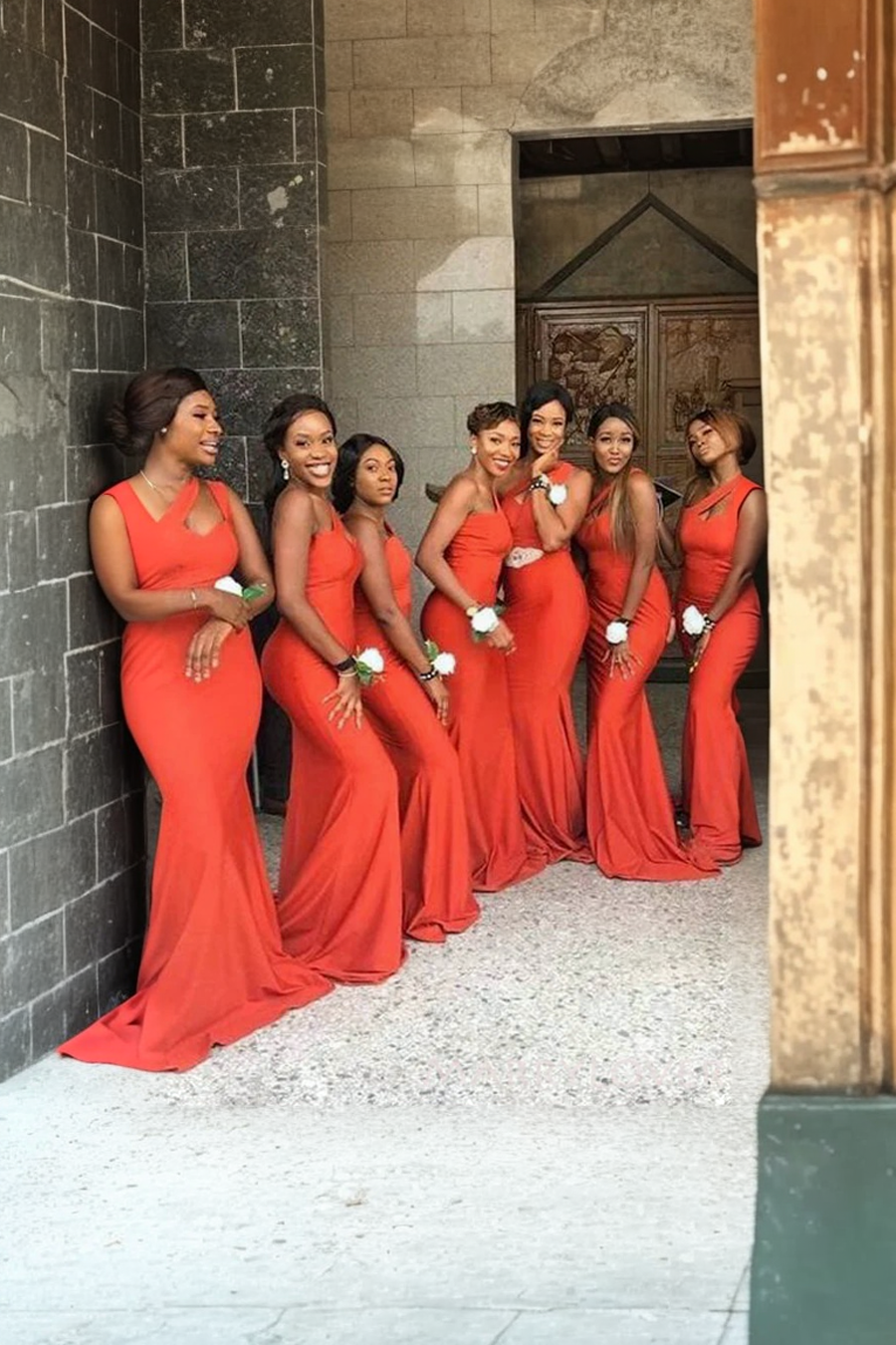 Elegant One Shoulder Bridesmaid Dresses Long Mermaid Maid of Honor Gown