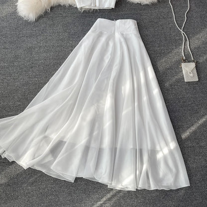 White A line two pieces dress fashion dress  614