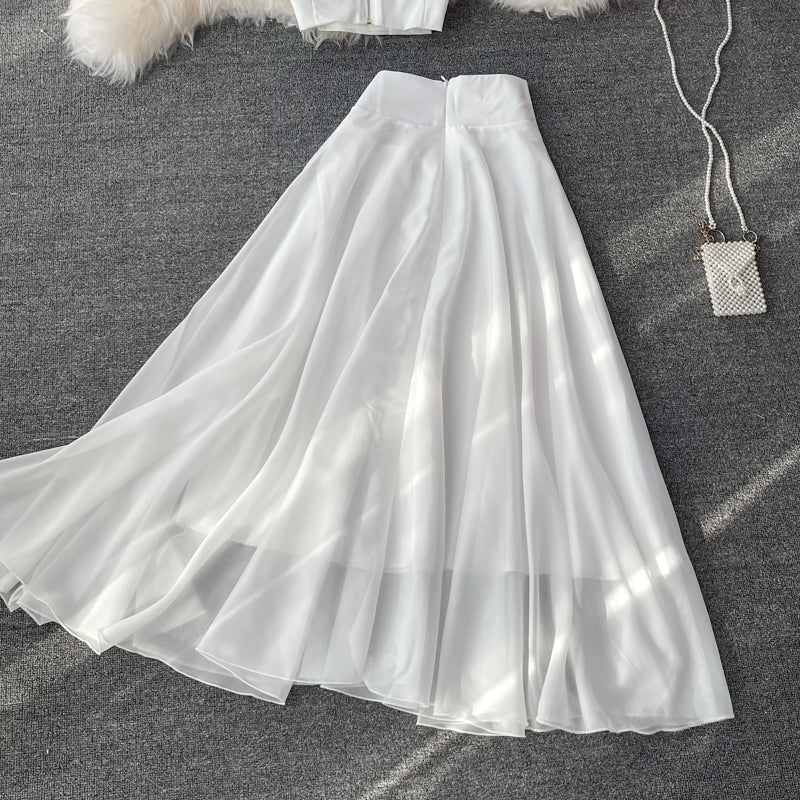 White A line two pieces dress fashion dress  614