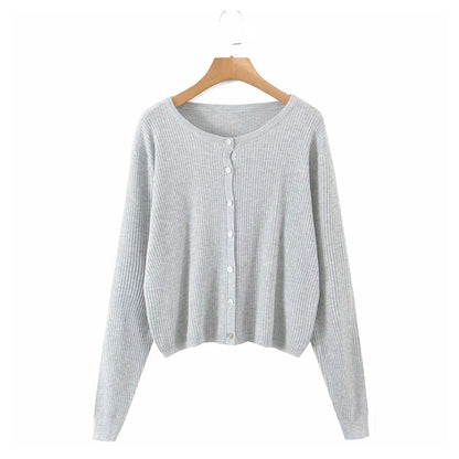 V-neck suspender T-shirt button long sleeve cardigan two piece set  7275