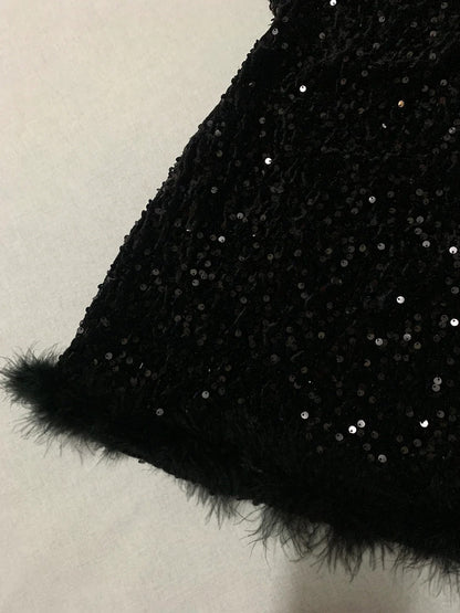Black Shiny Burgundy Velvet Bow New Fashion Exquisite Sparkling Diamond short Sequin Homecoming Dress Birthday Party Dress Cocktail Party Dress Evening Dress Prom Dress Evening Dress gh3965