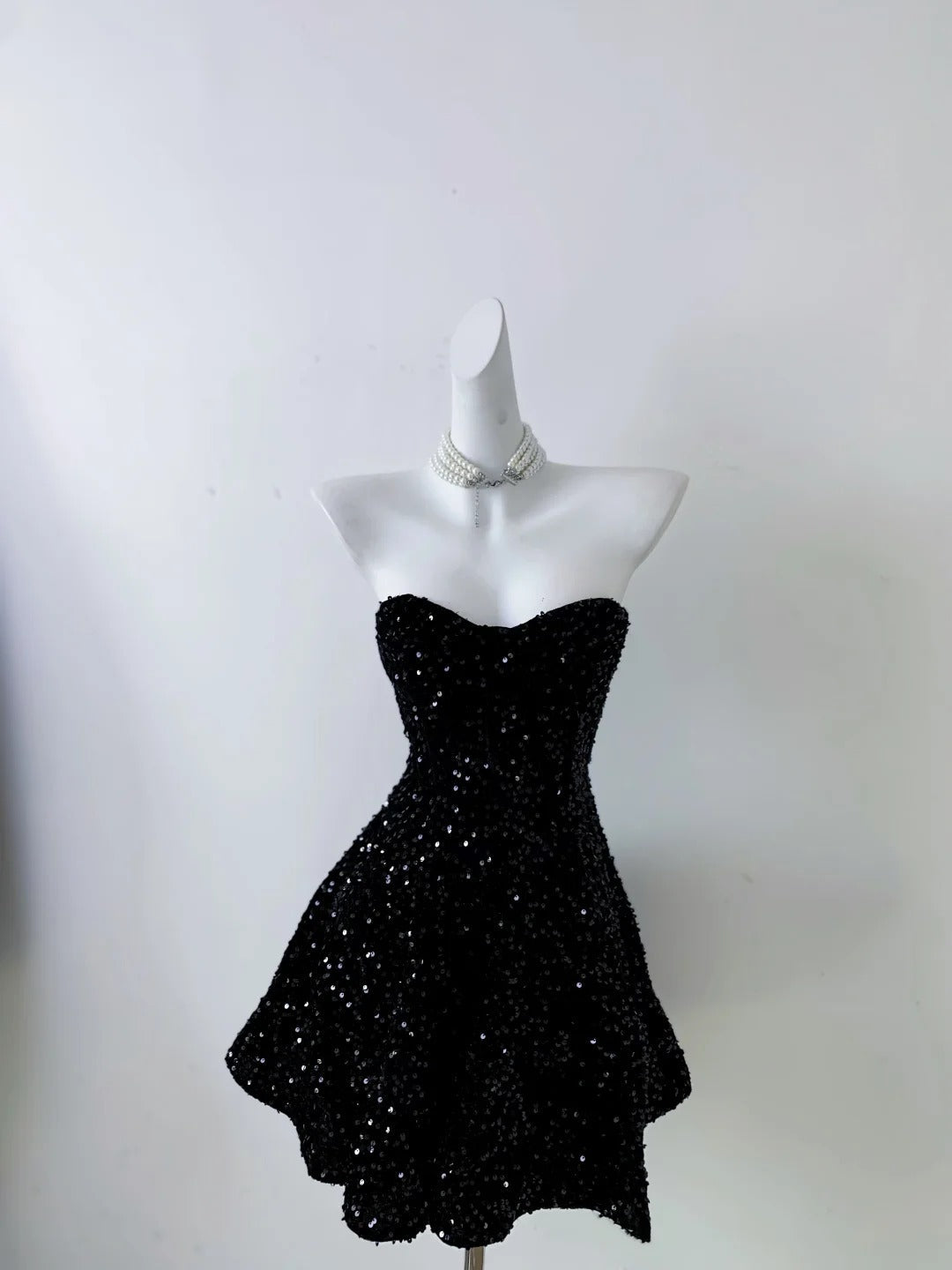 Black Shiny Fashion Short Mini Sequin Homecoming Dress Birthday Party Dress gh3798