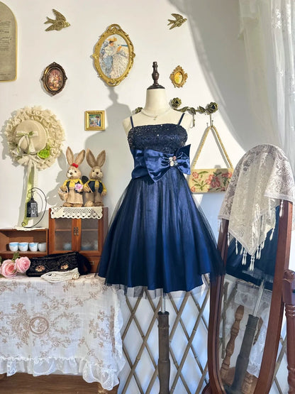 amakanas-New vintage bow sweet short satin homecoming dress birthday party dress gh5194