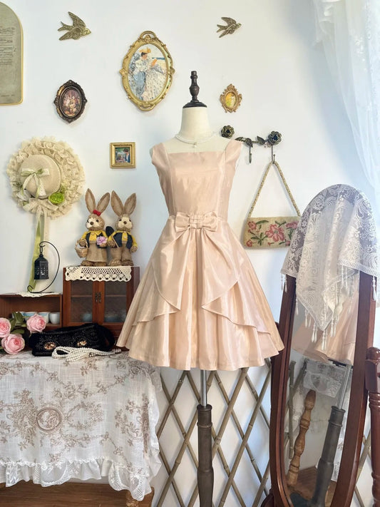 amakanas-Pink satin vintage short homecoming dress birthday dress birthday dress gh5213