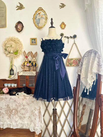amakanas-Navy blue shiny vintage short beaded chiffon homecoming dress birthday dress gh5212