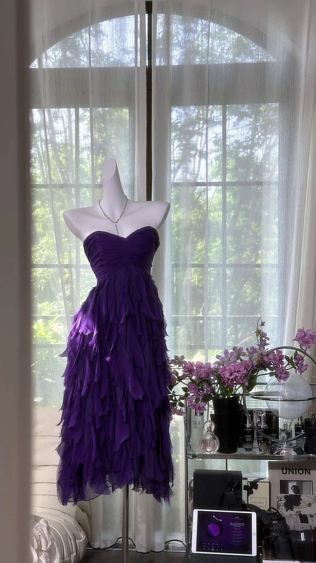 Purple Short Homecoming Dress Ruffle Chiffon Prom Dress Evening Dress Party Dress gh4817