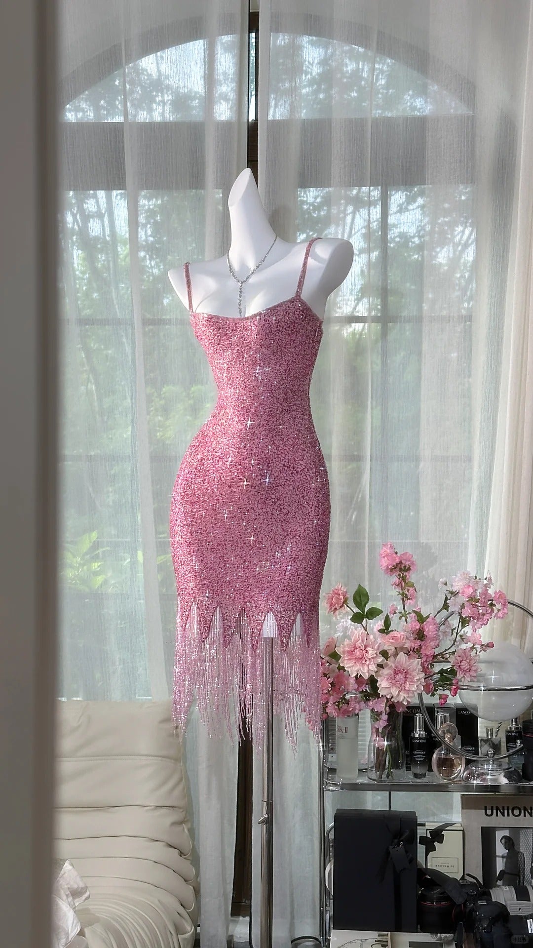 Pink shiny vintage chiffon short homecoming dress prom dress evening dress party dress gh4822