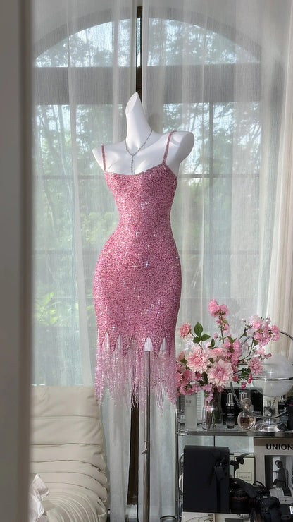 Pink shiny vintage chiffon short homecoming dress prom dress evening dress party dress gh4822