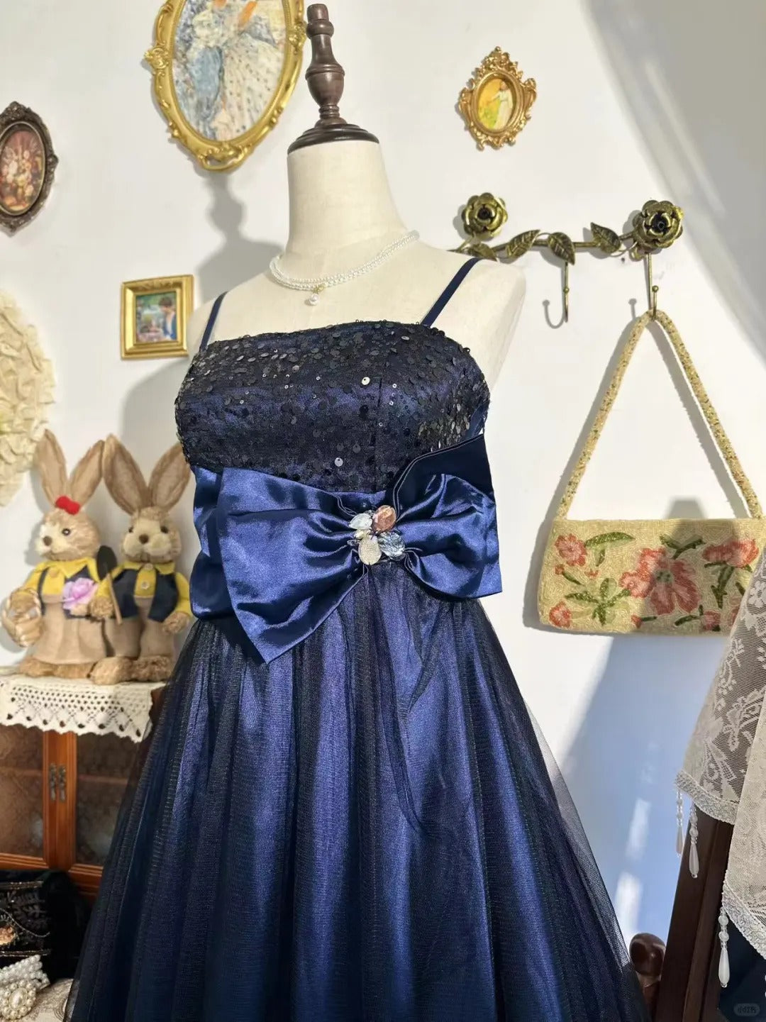 amakanas-New vintage bow sweet short satin homecoming dress birthday party dress gh5194