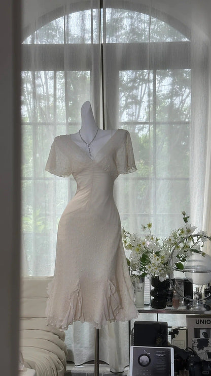 Ivory Elegant Short Homecoming Dress Chiffon Ball Gown Evening Dress Party Dress gh4748