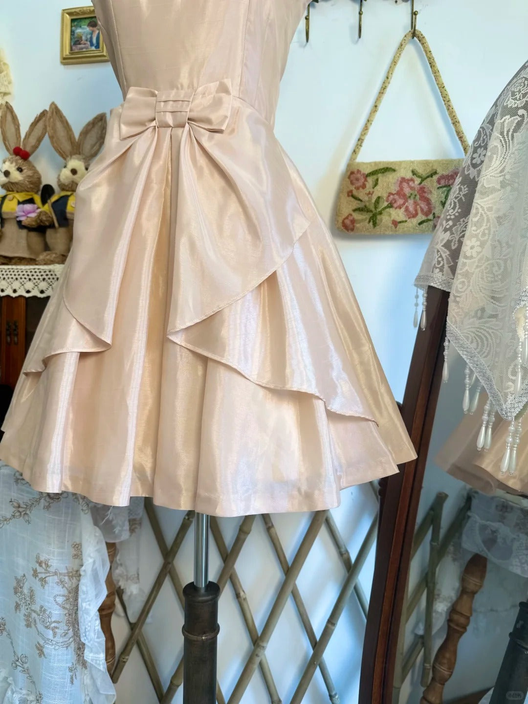 amakanas-Pink satin vintage short homecoming dress birthday dress birthday dress gh5213