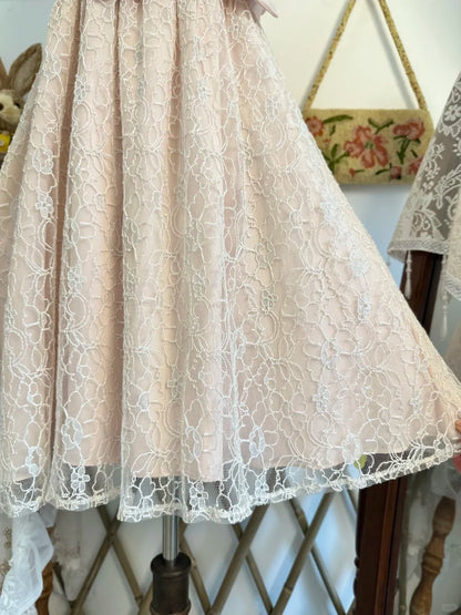 amakanas-Pink lace bow floral vintage short chiffon homecoming dress birthday dress gh5207