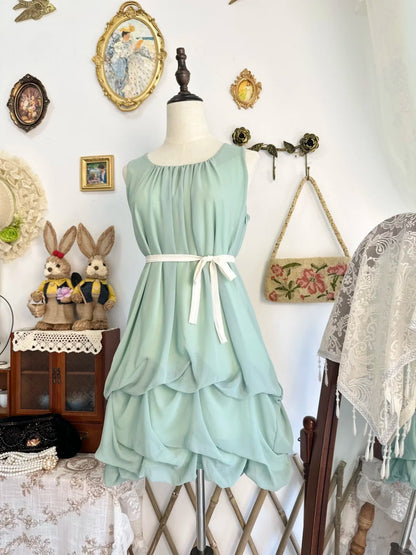 amakanas-Mint green vintage short chiffon homecoming dress birthday dress gh5210