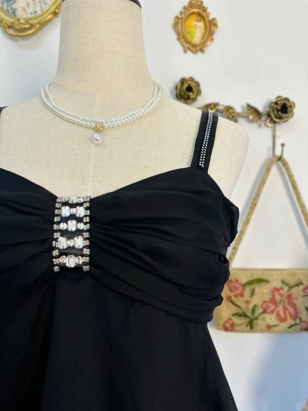 amakanas-Black ruffled vintage short chiffon homecoming dress birthday dress gh5217