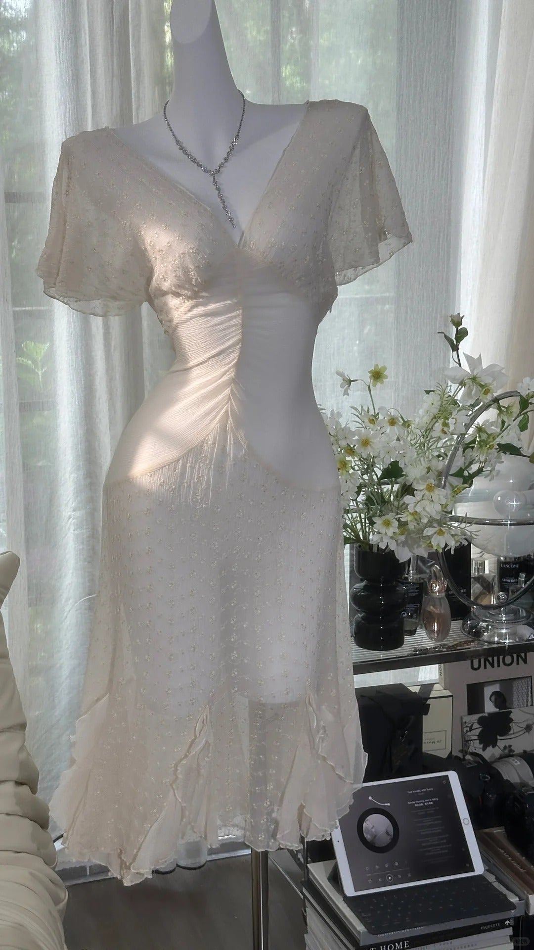 Ivory Elegant Short Homecoming Dress Chiffon Ball Gown Evening Dress Party Dress gh4748