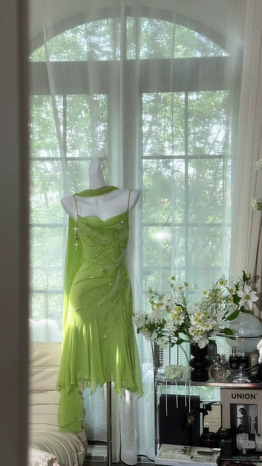 Romantic Green Exquisite Beaded Short Chiffon Homecoming Dress Prom Dress Evening Dress Birthday Party Dress gh4277