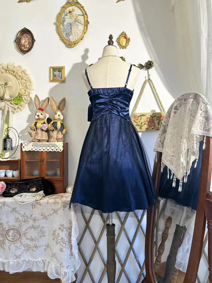 amakanas-New vintage bow sweet short satin homecoming dress birthday party dress gh5194