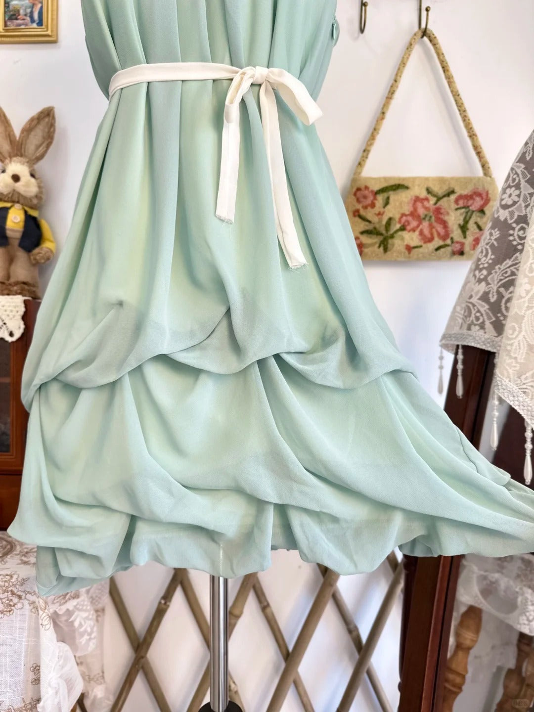 amakanas-Mint green vintage short chiffon homecoming dress birthday dress gh5210