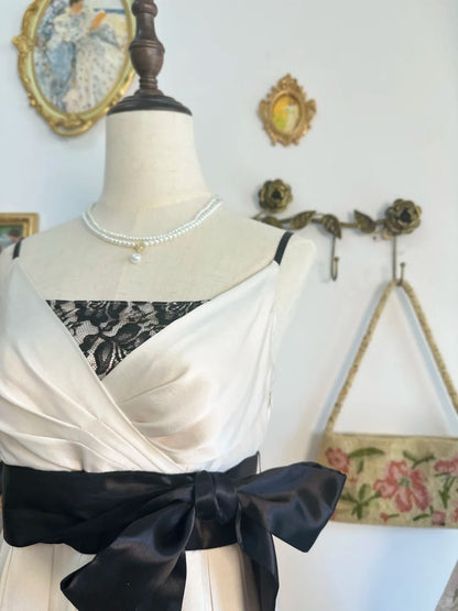 amakanas-White lace vintage short chiffon homecoming dress birthday dress gh5211