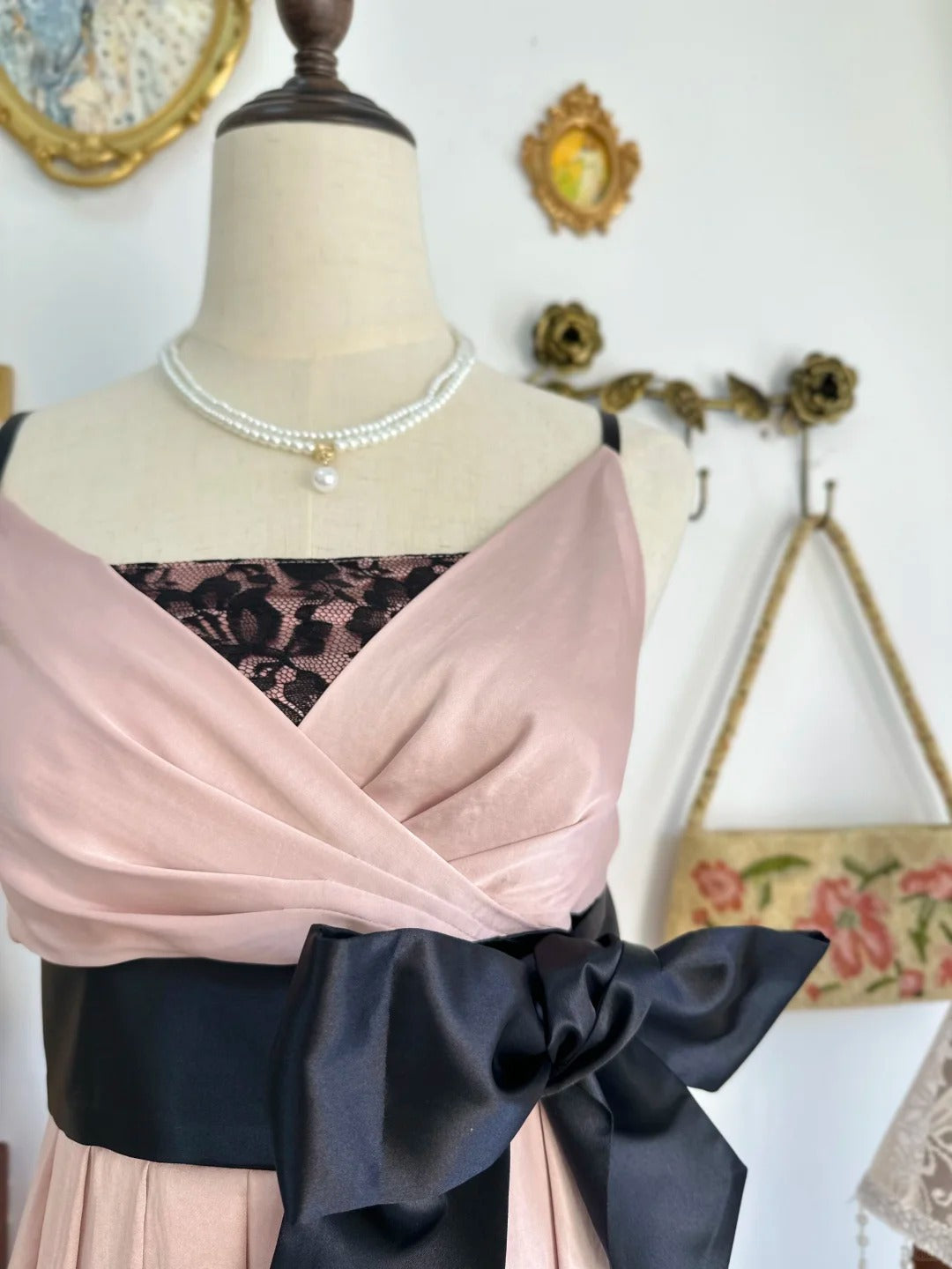 amakanas-Pink butterfly lace vintage short satin homecoming dress birthday dress gh5219