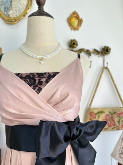 amakanas-Pink butterfly lace vintage short satin homecoming dress birthday dress gh5219