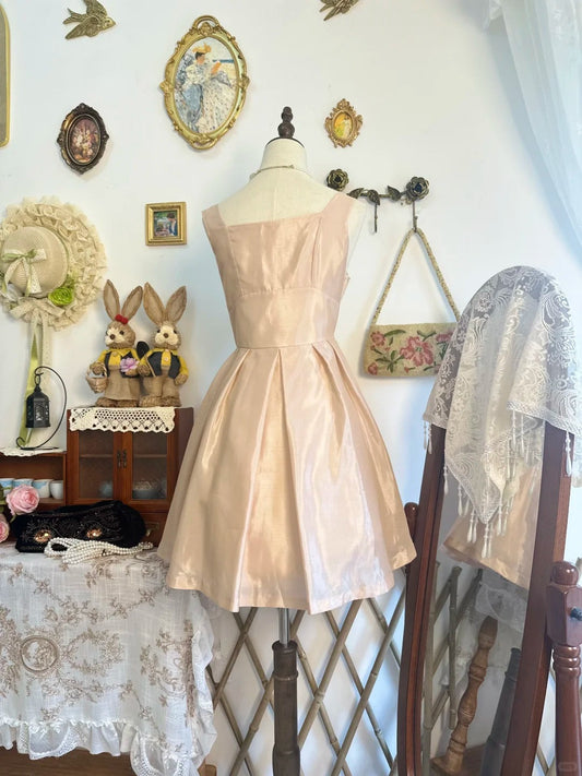 amakanas-Pink satin vintage short homecoming dress birthday dress birthday dress gh5213