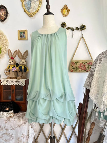 amakanas-Mint green vintage short chiffon homecoming dress birthday dress gh5210