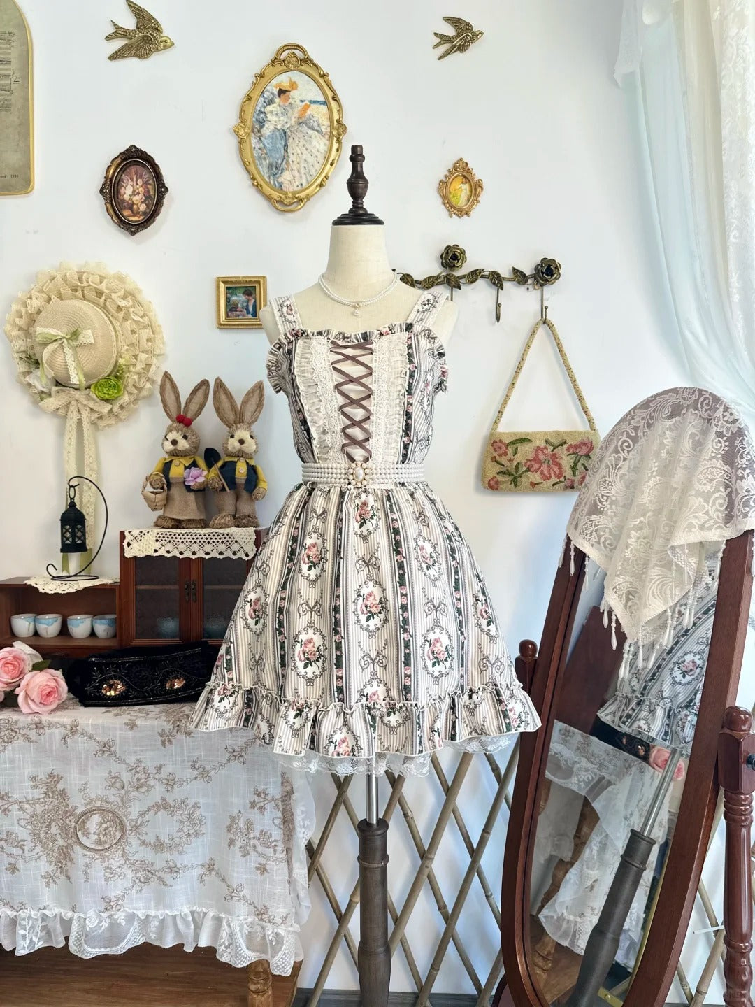 amakanas-Floral vintage short chiffon homecoming dress birthday dress gh5207