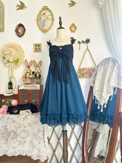 amakanas-Navy blue vintage short chiffon homecoming dress birthday dress gh5223