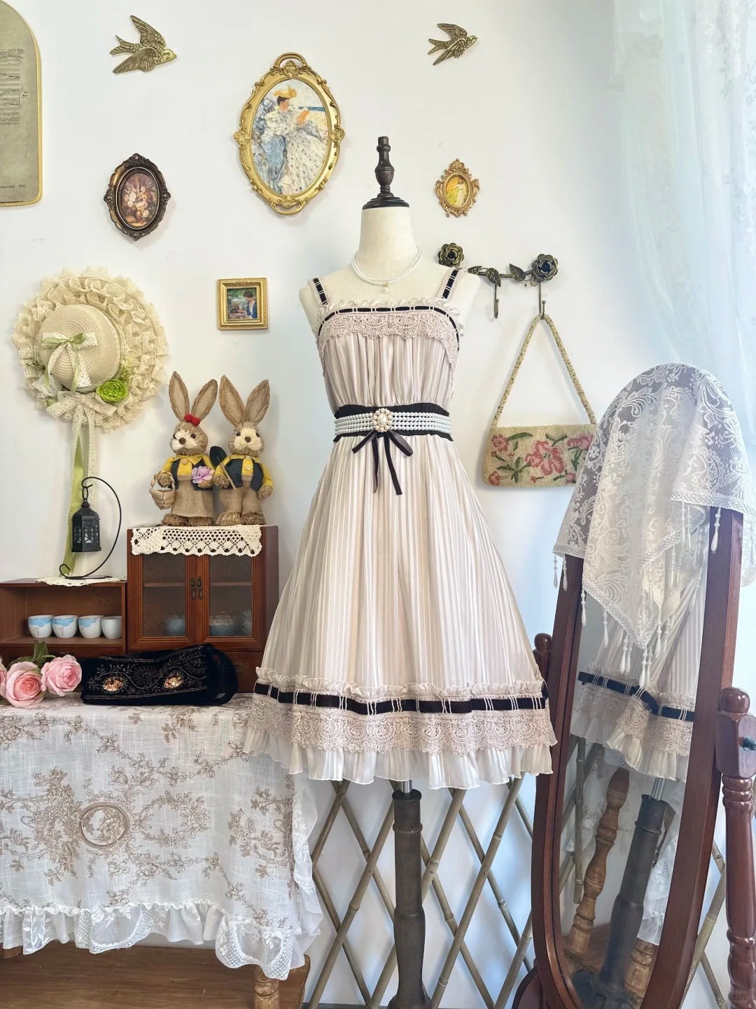 amakanas-Pink lace vintage short chiffon homecoming dress birthday dress gh5209