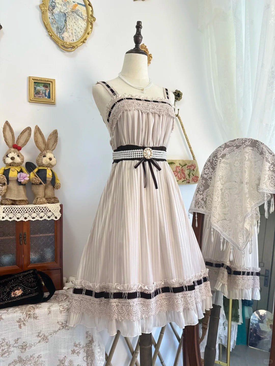 amakanas-Pink lace vintage short chiffon homecoming dress birthday dress gh5209