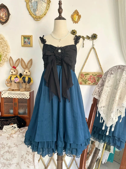 amakanas-Navy blue vintage short chiffon homecoming dress birthday dress gh5223